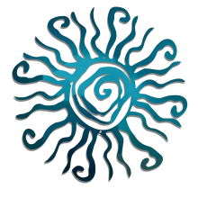 Decorazione da parete in metallo con sole per esterni - Scultura antiruggine da 11,8 pollici, perfetta per il giardino, colore blu