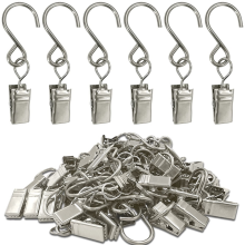 50Pcs Stainless Steel S Hooks Curtain Clips, Hanging Party Lights Camping Tents, Courtyards Decoration,Silver