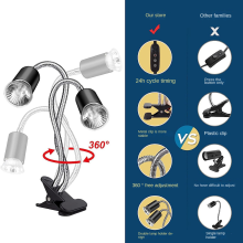 Lampada riscaldante per rettili, lampada a doppia testa con morsetto, timer per ciclo di luce per rettili, tartarughe, drago barbuto, spina UE