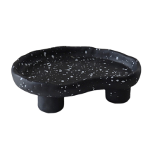Nordic Resin Dots Unregelmäßiges Ablagetablett Kuchenteller Kosmetikhalter Organizer Wohnzimmer Wohnkultur, Schwarz