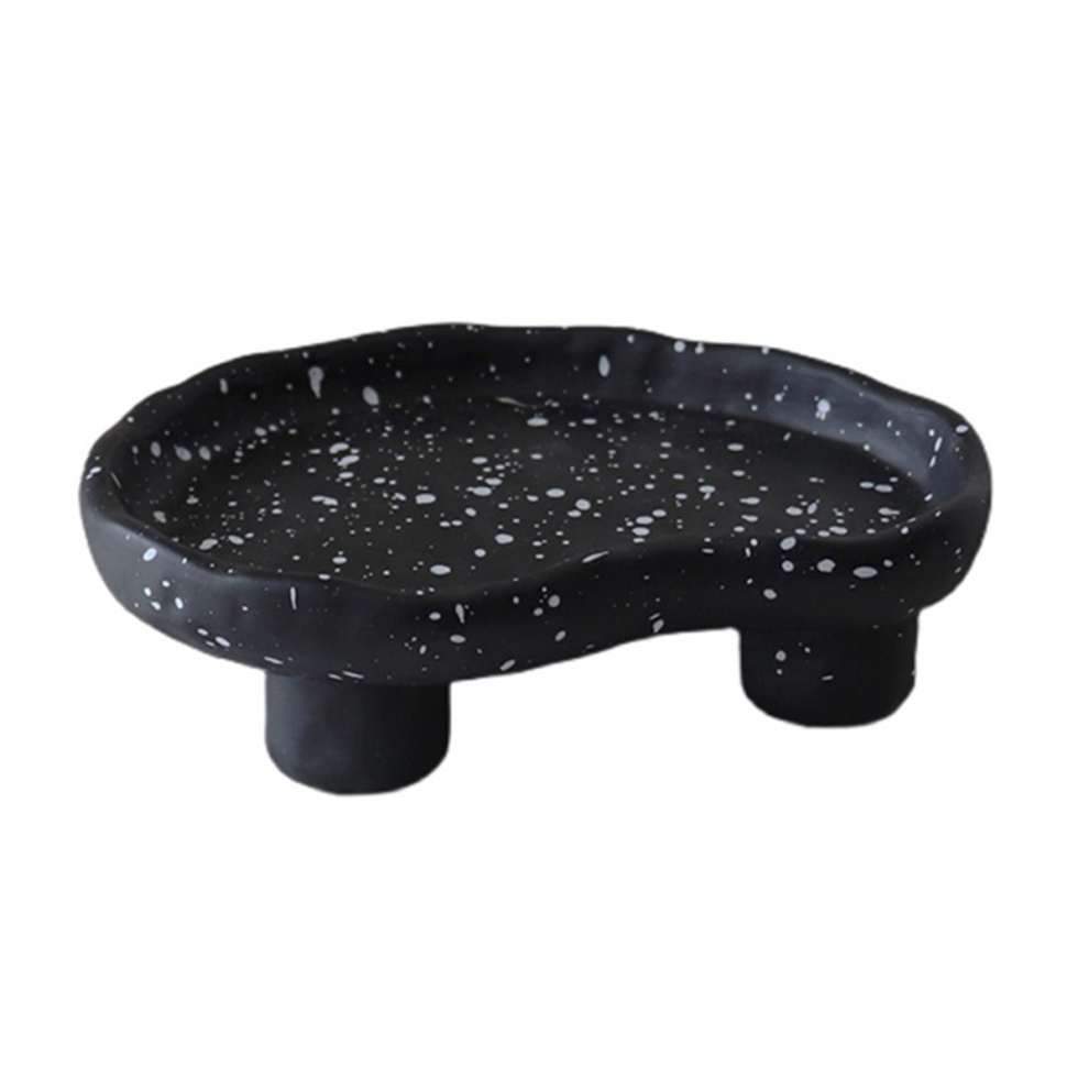 Exogio Nordic Resin Dots Irregular Storage Tray Cake Plate Cosmetic Holder Organizer Livingroom Home Decor, Black