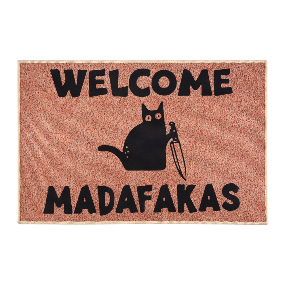 Exogio Dark Cat Welcome Madafakas Full Print Doormat Fun Home Decor Kitchen Bathroom Give People Gifts