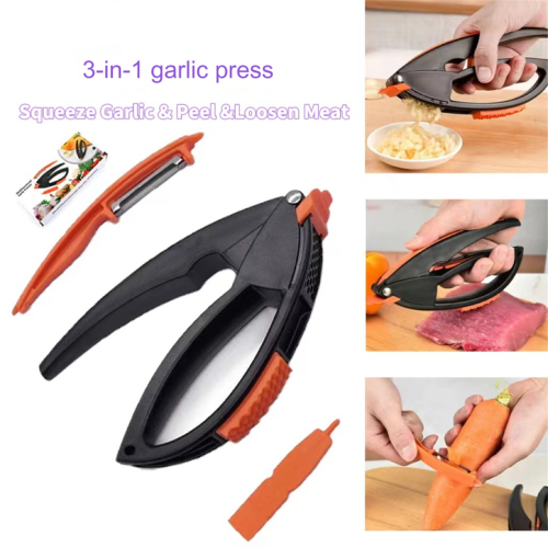 Knoblauchstampfer, Gemüse- und Obstschäler, Fleischflosser, manueller Stampfer 2