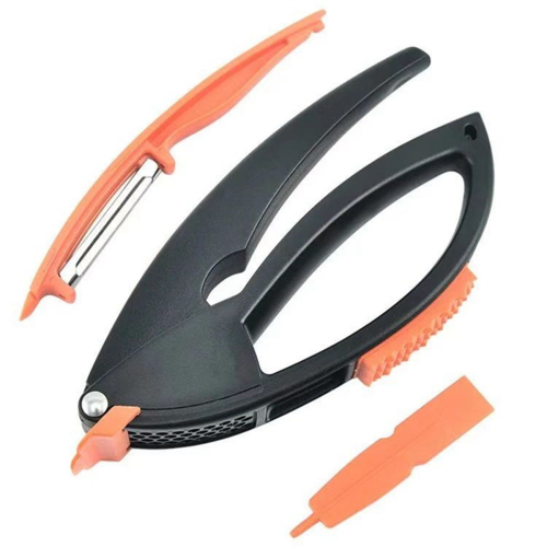 Knoblauchstampfer, Gemüse- und Obstschäler, Fleischflosser, manueller Stampfer 1