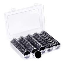 100 Stück 30-mm-Münzkapseln und 5 Größen (17/20/25/27/30 mm) schützen Dichtungshaltergehäuse mit Aufbewahrungsbox