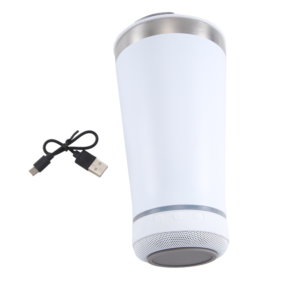 Exogio White Usb 16Oz Thermal Bluetooth Tumbler Reusable Stainless Steel Double Wall 473Ml Insulated Beer Mug With Opener