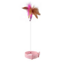 Rosa interaktives Katzenspielzeug, lustiger Teaser-Stick mit Glocke, Haustierhalsband, Spielstab, Trainingsspielzeug für Katzen