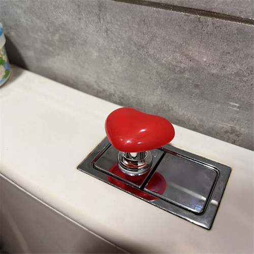 Handle Toilet Button Heart Shaped Tank Push Switch Bathing Room Decor Red 2