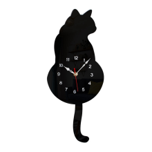 Horloge murale à pendule chat noir, horloge chat avec queue mobile, chat se balançant, horloges amusantes et fantaisistes
