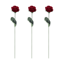 Crochet Flowers Bouquet Handmade Knitted Red Rose Flower Artificial-Fake Wedding Party Home Decoration