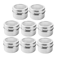 Magnetische Gewürzdosen, 8 Stück, Behältergläser aus Edelstahl, leicht zu reinigen und rostfrei