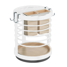 Supporto portacoltelli girevole a 360 per coltelli da cucina in metallo, supporto per posate, utensili da cucina, blocco di stoccaggio bianco