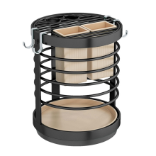 Supporto portacoltelli girevole a 360 per coltelli da cucina, supporto in metallo, blocco portaposate, serbatoio di stoccaggio nero