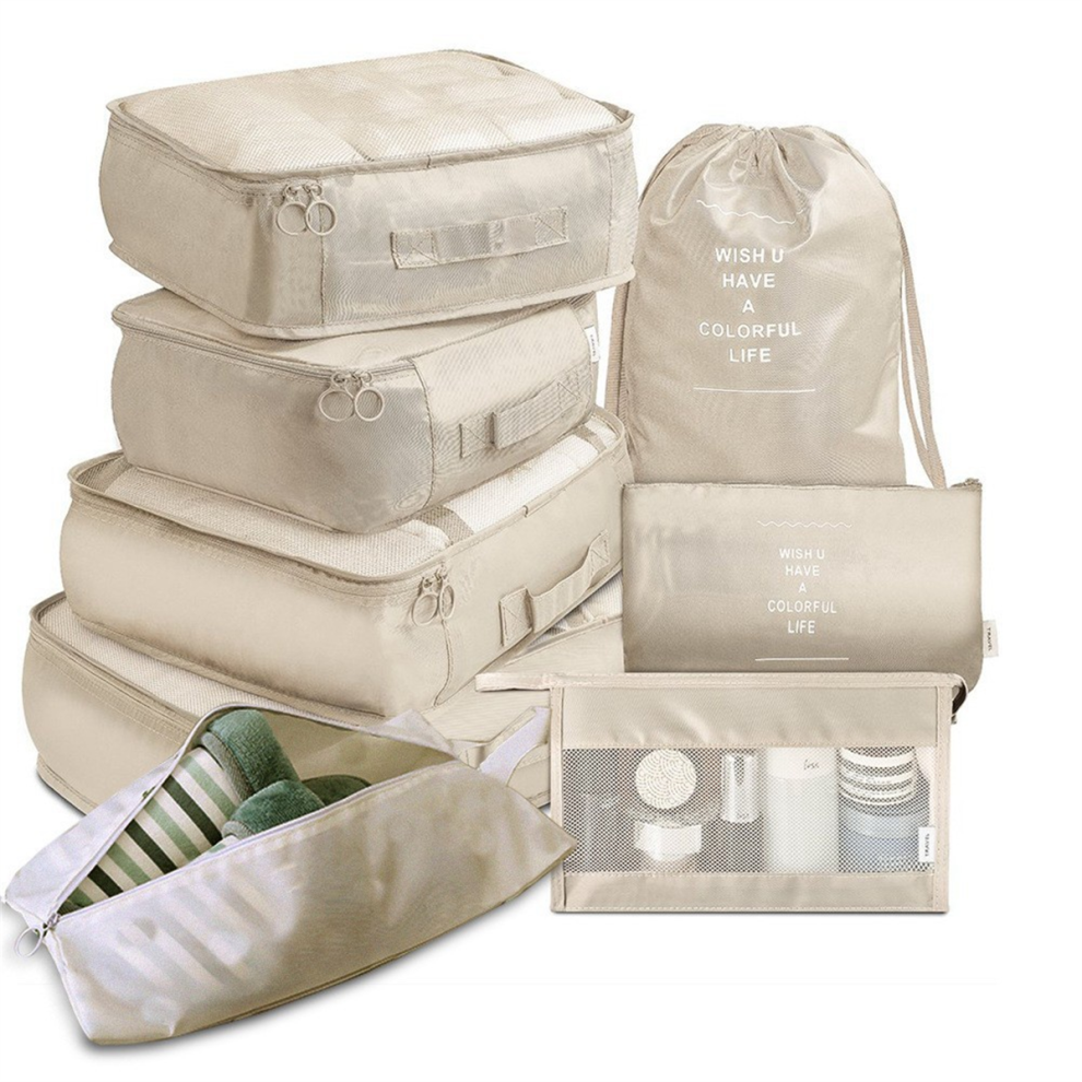 Exogio 8Pcs Travel Assortment Storage Bags Capacity Luggage For Packing Square Clothes Underwear Cosmetic Travel,A