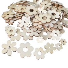 100 pezzi di fiori in legno con foro, decorazioni artigianali fatte a mano, accessori per scrapbooking, decorazioni fai da te per la casa