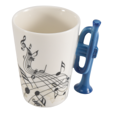 Tasse musicale en céramique 240 ml, idéale pour le café, le thé, le lait, avec poignée, cadeau original, trompette