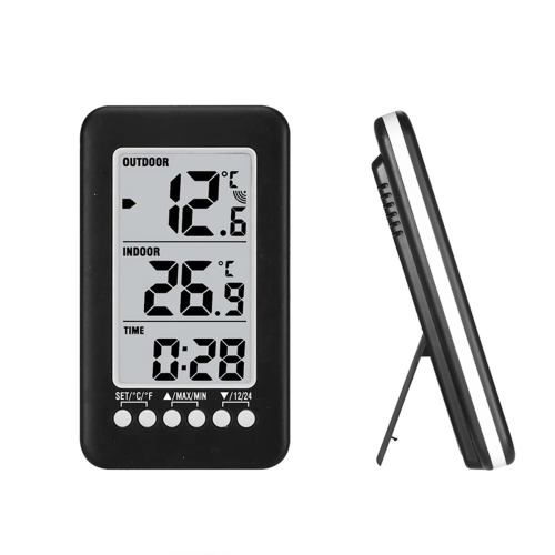 Digital Thermometer Meter with Clock Function Outdoor Indoor LCD Wireless Temperature Thermometers Weather Station 1