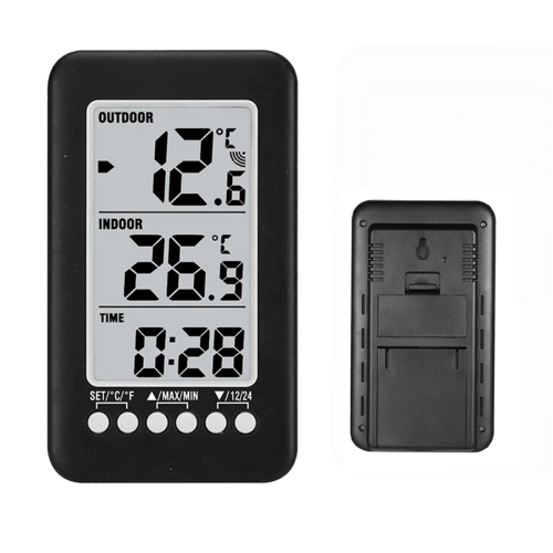 Digital Thermometer Meter with Clock Function Outdoor Indoor LCD Wireless Temperature Thermometers Weather Station 2