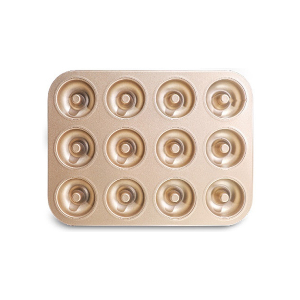 Holes Donut Cake Mold Diy Chocolate Pastry Dessert Cookie Muffin Baking Mould Handmade Utensils 12 Cup Gold Exogio