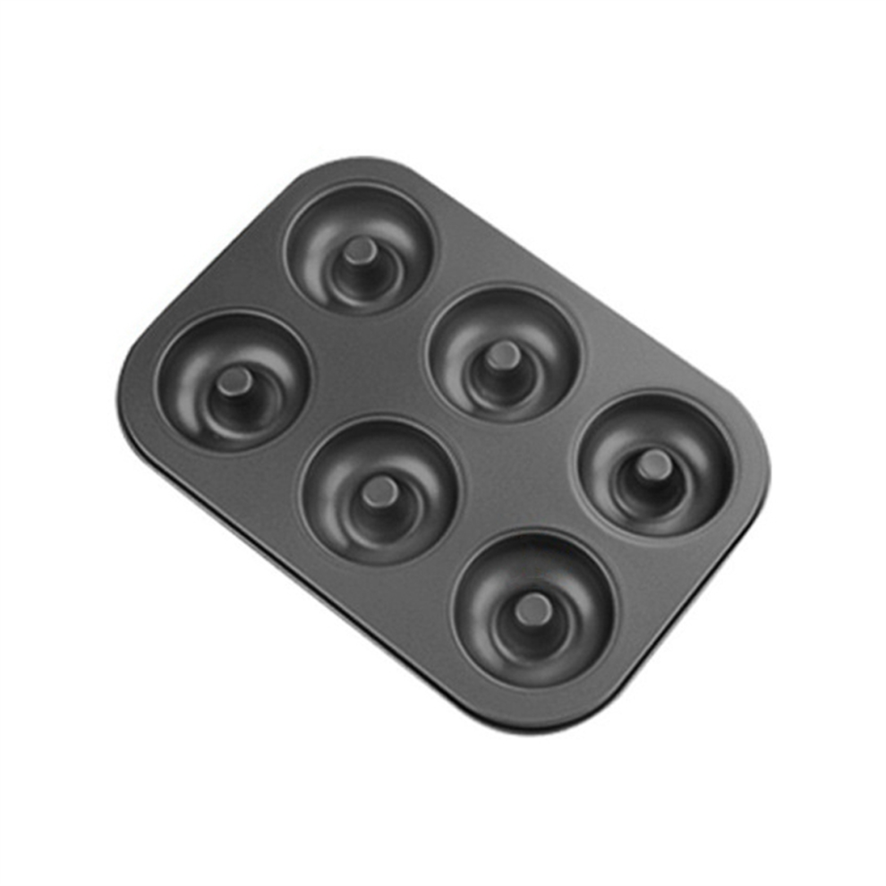 Holes Donut Cake Mold Diy Chocolate Pastry Dessert Cookie Muffin Baking Mould Handmade Utensils 6 Cup Black Exogio