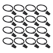 16 Pack Curtain Rings with Clips,Window Clip Black Hooks Hangers for Hanging,1.26 Inch Diameter