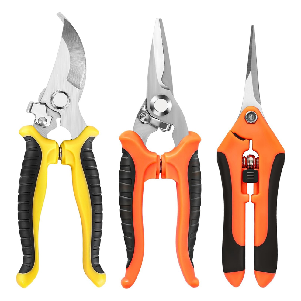 3 Pack Garden Pruning Shears, Stainless Steel Gardening Scissors, Scissors-image-OPC-PJSCMTN-NEW