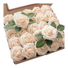25PCS Artificial Roses Flowers Looking Wedding Bouquets Centerpieces Bridal Shower Party Home Decor,C