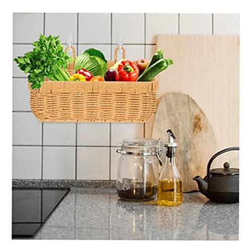 Panier de rangement mural en osier pour gingembre et ail 1