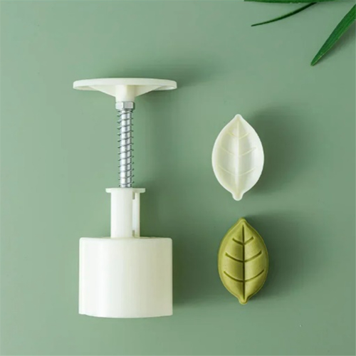 Mooncake Mold Plastic Cookie Cutter with Leaf Stamp Hand Plunger Pastry Reusable Baking Decor Tools 1
