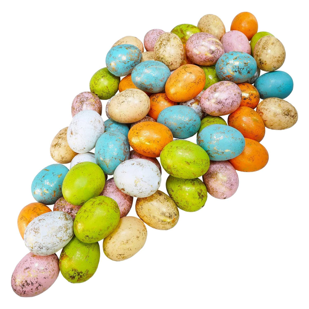 Exogio 60 Pcs 6 Colors Foam Easter Eggs Pastel Decorations Gold Decorative Speckled