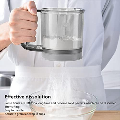 Flour Sifter, Fine Mesh Baking Sifter Cup Semi Automatic Handheld Shaker Sugar 2