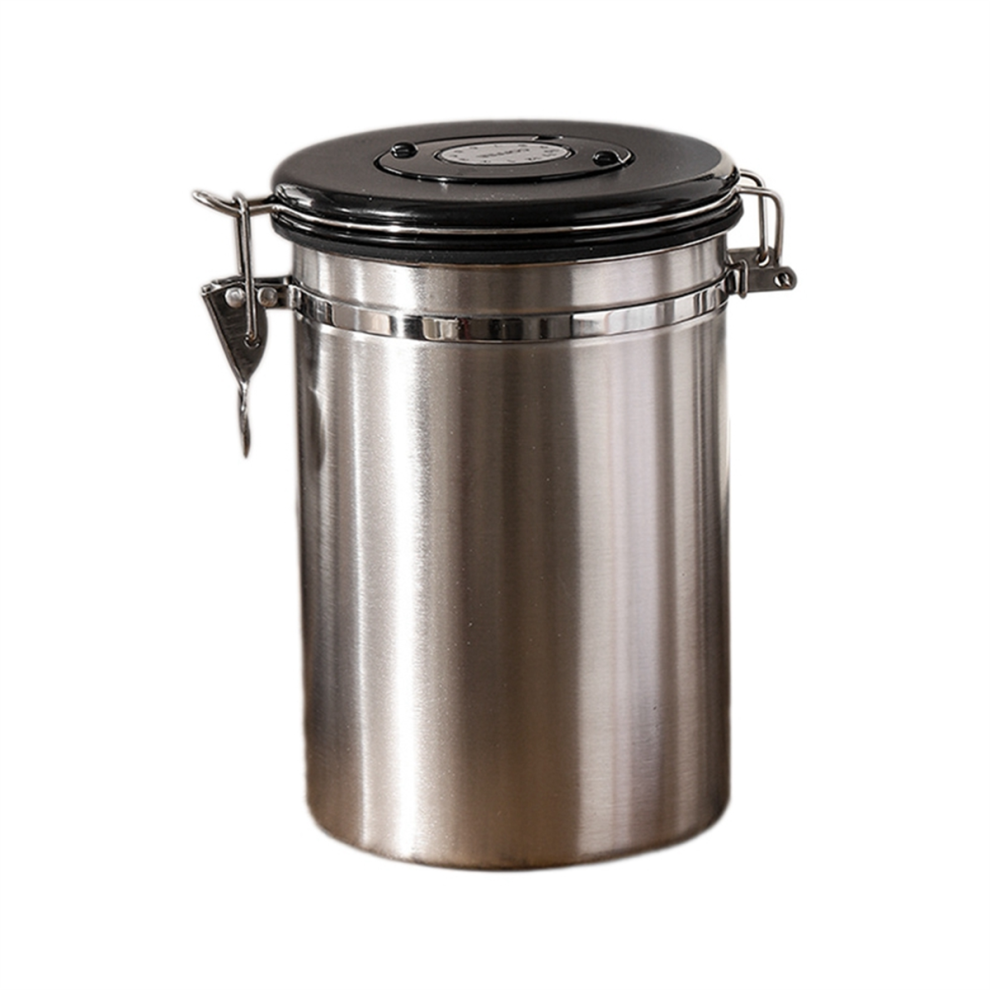Coffee Canister Airtight Bean Container With Date Tracker Stainless Steel Kitchen Storage Box 1.8L As Shown Exogio