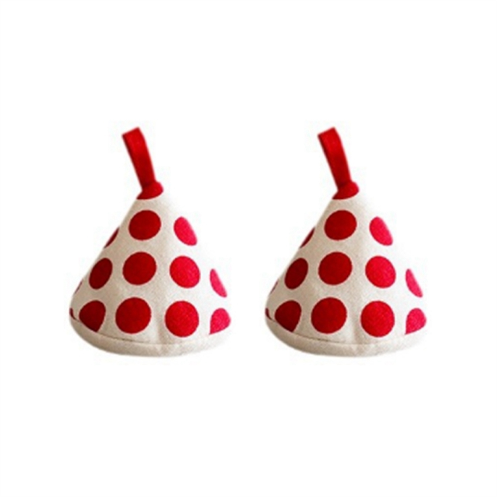 Kitchen Anti-Scalding Triangle Pot Handle Cap Heat Insulation Gloves Cute Fabric Jacket Red 4852872888165