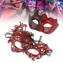 2 Stück Maskenball-Party-Augenbedeckung Partyzubehör Glitzer Halbgesichtsbedeckung für Männer und Frauen Kostümpartys Rot