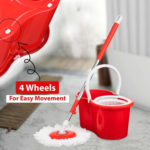 360° FLOOR MAGIC SPIN MOP BUCKET SET (Red) 2