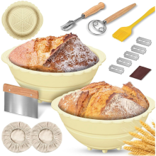 2er-Pack Banneton-Brot-Gärkörbchen, Silikon-Sauerteig-Backkorb, 9-Zoll-Schüsselzubehör-Set, A
