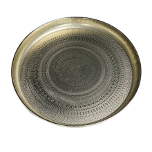 Rundes Tablett, 13 Zoll, Serviertablett für luxuriösen, dekorativen Couchtisch, Schmucktablett, Gold