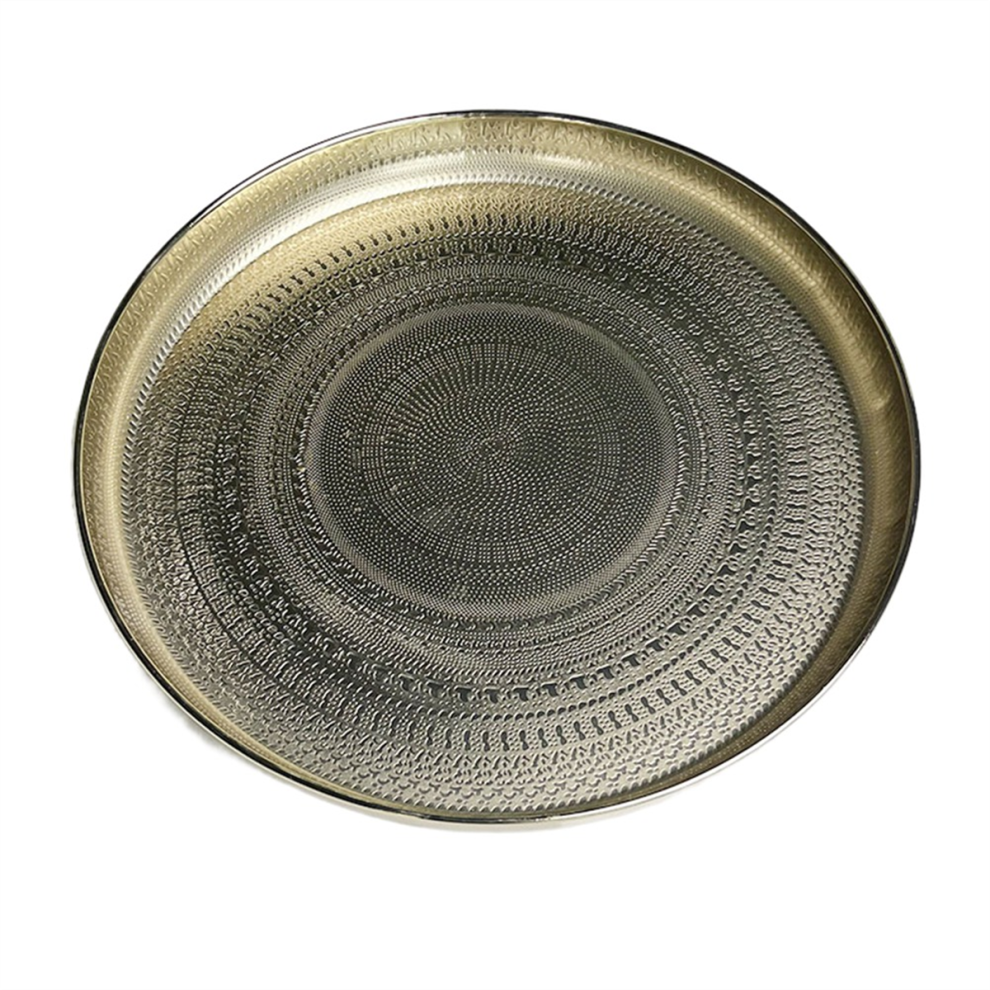 Exogio Round Tray, 13Inch-Serving Luxury Decorative Coffee Table Jewelry Tray Gold
