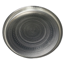 Rundes Tablett, 13 Zoll, Serviertablett für luxuriösen, dekorativen Couchtisch, Schmucktablett, Silber