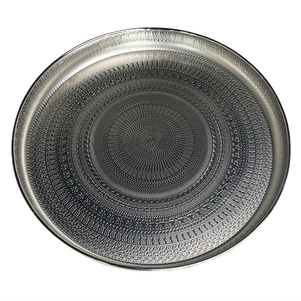Exogio Round Tray, 13Inch-Serving Luxury Decorative Coffee Table Jewelry Tray Silver