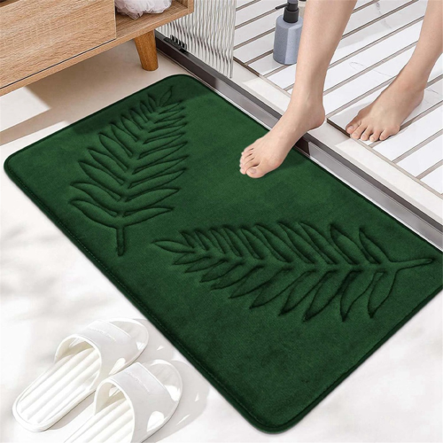 Memory Foam Bath Rugs Leaf Mat Non-Slip Strong Water Absorbent Microfiber Rug E 1