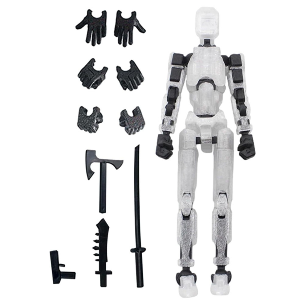 Exogio Robot Action Figure, 3D Printed With Full Articulation For Stop Motion Animation White