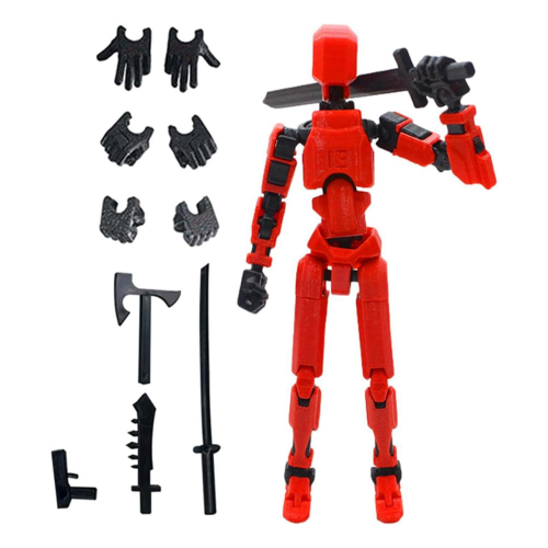 Figurine robot articulée imprimée en 3D pour animation image par image (rouge)
