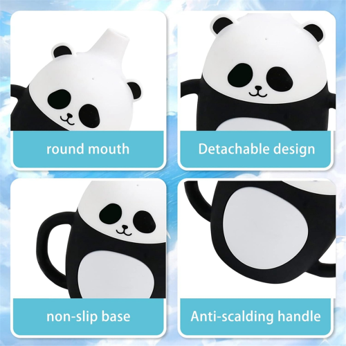 Tazza con beccuccio per bambini, tazza panda in silicone antispruzzo per bambini 2