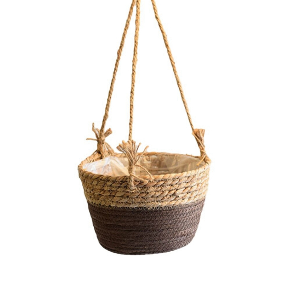 Garden Hanging Planter Macrame Plant Storage Basket Rope Woven Indoor Outdoor Flower Pot Holder Coffee Color M-image-OPC-PJSCTWY-NEW