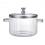 Glastopf Klar Kochtopf Suppe Heizung Dual Griffe mit Abdeckung Silber 1