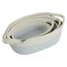 Lot de 3 paniers de rangement en corde tissée - Bacs en coton portables pour vêtements et literie D