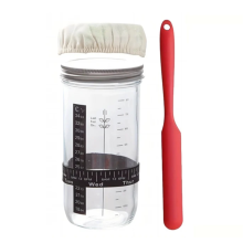 Glasgefäß zur Brotgärung, mit atmungsaktivem Stoffbezug, Thermometer, wiederverwendbares Sauerteiggefäß, Brotbacken, groß