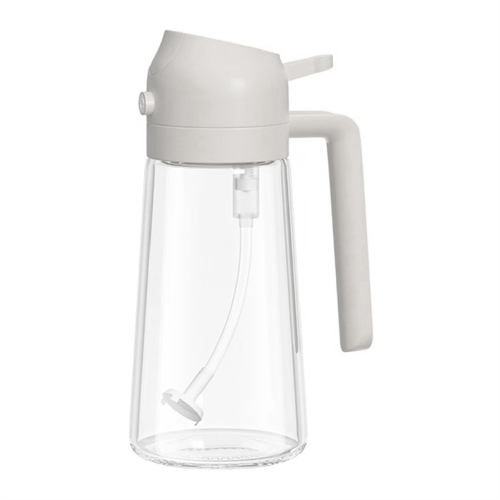2 In 1 Oil Dispenser And Sprayer, About 16Oz Glass Bottle For Kitchen White 4852752401972