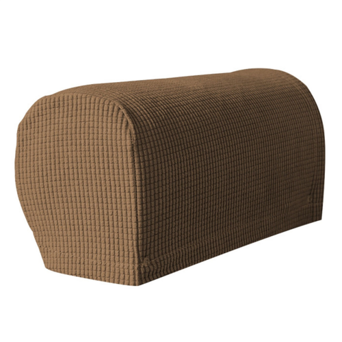 2PCS Soft Stretch Plush Armrest Covers, Covers for Chairs/Sofas, Couch Arm Covers,Coffee Color